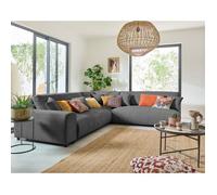 Best mobilier Canapé modulable d'angle droit Garance 6 places velours côtelé Gris foncé