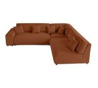 Lisa design Canapé modulable d'angle droit Garance 6 places en velours côtelé Terracotta