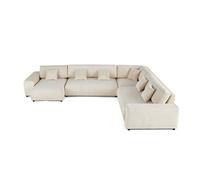 Garance - canapé modulable d'angle droit - 8 places - en velours côtelé - Beige