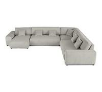 Lisa design Canapé modulable Garance d'angle droit 8 places en velours côtelé Gris