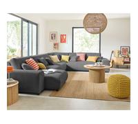 Garance - canapé modulable d'angle droit - 8 places - en velours côtelé - Gris foncé