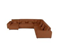 Garance - canapé modulable d'angle droit - 8 places - en velours côtelé - Terracotta