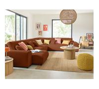 Best mobilier Canapé modulable Garance 8 places en velours côtelé Terracotta