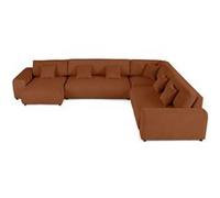 Best mobilier Canapé modulable Garance 8 places en velours côtelé Terracotta