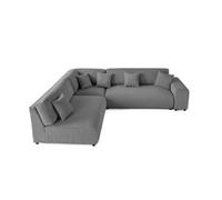 Garance - canapé modulable d'angle gauche - 6 places - en velours côtelé - Gris foncé