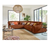 Best mobilier Canapé modulable Garance d'angle gauche 6 places en velours côtelé Terracotta