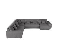 Garance - canapé modulable d'angle gauche - 8 places - en velours côtelé - Gris foncé
