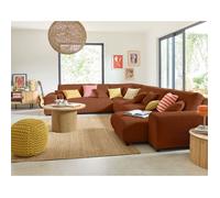 Lisa design Canapé modulable Garance 8 places en velours côtelé Terracotta