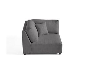 Garance - module d'assise d'angle réversible - en velours côtelé - Gris foncé