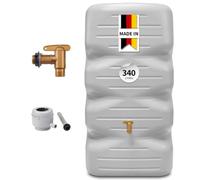 GARANTIA Kit Réservoir de jardin CUBUS 340 L, gris béton incl. robinet de vidange en plastique et raccord de descente