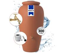 GARANTIA Kit Réservoir Amphore ANTIK 300 L terracotta avec robinet laiton, bac à plantes et collecteur Eco gris