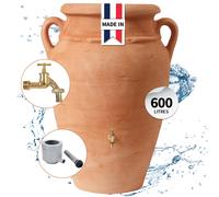 GARANTIA Kit Réservoir Amphore ANTIK 600 L terracotta avec robinet laiton, bac à plantes et collecteur Eco de luxe gris
