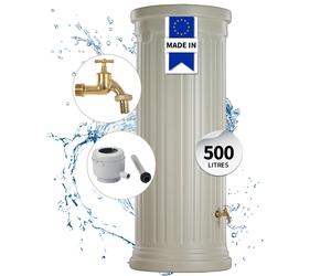 GARANTIA Kit Réservoir Colonne romaine 500 L sable avec robinet laiton et collecteur Eco gris