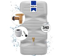 GARANTIA Kit Réservoir de jardin CUBUS 340 L, gris béton incl. robinet de vidange en plastique et raccord de descente
