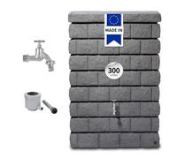 GARANTIA Kit Réservoir Mural ROCKY Junior 300 L, granite foncé incl. robinet chromé et raccord de descente