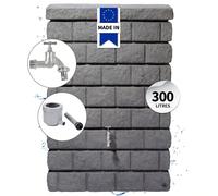 GARANTIA Kit Réservoir Mural ROCKY Junior 300 L, granite foncé incl. robinet chromé et raccord de descente