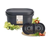 GARANTIA NOVA composteur de cuisine 5 L gris graphite avec tamis intérieur. | Poubelle suspendue avec couvercle anti-odeur, fixation au placard, poignée, pièces amovibles lavables au lave-vaisselle.
