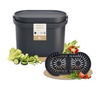 Garantia NOVA composteur de cuisine 8 L gris graphite pour biodéchet | Seau compact avec tamis intérieur, couvercle anti-odeur, poignée de transport, fixation pour placard, sous le plan de travail