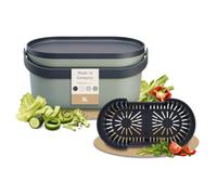 Garantia NOVA seau à compost 5 L pour cuisine, agave et gris graphite | Petite poubelle à compost avec tamis amovible, couvercle, poignée et fixation pour placard, pratique sur le plan de travail
