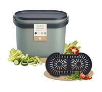 GARANTIA NOVA seau à compost de cuisine 8 L compact, agave et gris graphite | Poubelle suspendue avec couvercle anti-odeur, tamis amovible, fixation au placard et poignée de transport en plastique