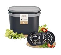 Garantia NOVA seau à compost de cuisine 8 L gris graphite et gris pierre | Poubelle suspendue avec couvercle anti-odeur, tamis amovible, fixation au placard, poignée de transport et design épuré