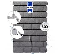 GARANTIA Kit Réservoir Mural ROCKY Junior 300 L, granite foncé incl. robinet chromé et raccord de descente