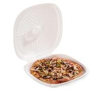 García de Pou 100 Unités - Boîtes Pizza 'Bionic' Ø 35 x 2,8 cm Blanc Bagasse