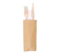 García de Pou 100 Unités - Set 3/1 Fourchette, Couteau, Serviette Classic 20 cm Naturel Bois