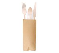 García de Pou 100 Unités - Set 4/1 Fourchette, Couteau, Serviette, Cuillère Café Classic 20 cm Naturel Bois