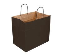 García de Pou 250 Unités - Sacs Sos Traiteur avec Anses 90 g/m2, 32+21 x 28,5 cm Noir Kraft