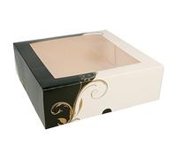 García de Pou 50 Unités - Boîtes Pâtisseries avec Fenêtre Thepack Classic 250 g/m2, 23 x 23 x 7,5 cm Blanc Carton Ondulé Nano-Micro