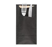 García de pou Sacs Pour Couverts + Serviette ''Just In Time'' 80 + 10Pe G/M2 11,2X22,5 Cm Noir Kraft Vergé - 100 unités