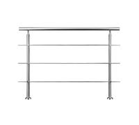 Garde-corps 120cm avec main courante, en acier inoxydable 201, pour intérieur et extérieur, garde-corps avec 3 traverses