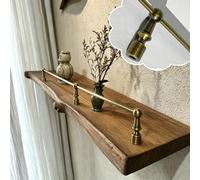 Garde-corps d'étagère en laiton antique avec 3 broches - 116,8 cm - Garde-corps décoratif pour étagères en bois - Rail de basculement élégant pour décoration d'intérieur et ionique - Idéal pour la