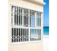 Garde Corps Fenetre Barres Antivol de Fenêtre Coulissante Verrouillable, Barrière de Garde-Corps de Balcon à Poussée-Traction, Balustrades de Grille de Garage(W60xH140cm/24x55in)