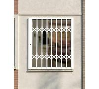 Garde Corps Fenetre Barres de Sécurité Accordéon pour Fenêtre Grille Anti-Cambriolage, Garde-Corps de Balcon en Aluminium Pliable Blanc avec Serrure et Clé(20x20in/51x51cm)