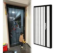 Garde Corps Fenetre Barrière Coulissante Pliable pour Enfants/Chats/Chiens, Porte Moustiquaire Sécurité Noire Serrure rille Sécurité Légère Ouverture Par Simple(W90xH200cm/35x79in)