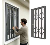Garde Corps Fenetre Grilles de Fenêtre Rétractables Robustes avec Verrou Sécurité, Barrière Sécurité Pliante Silencieuse Anti-trébuchement, Barres Anti-effraction Hautes(W55xH210cm/22x83in)