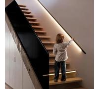 Garde-corps lumineux à DEL en aluminium - Applique murale carrée pour décoration extérieure et intérieure - Noir (2 m)