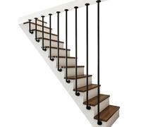 Garde-corps ronds noirs de 30cm à 150cm, rampes d'escalier à montage latéral en forme de L avec kit complet, poteau de moustiquaire industriel pour loft, grenier, sous-sol(60cm)
