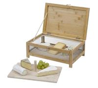 Garde Manger Grillagé en Bois Acier - Meuble de Rangement - Cave à Fromage, Charcuterie, Saucisson, Fruits et Légumes - Boîte avec Plateau de présentation Amovible