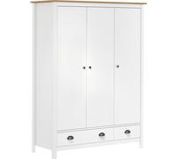 Garde-robe à 3 portes Hill Blanc 127x50x170 cm Bois pin solide
