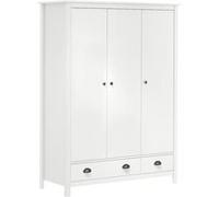 vidaXL Pin Solide Garde-robe à 3 Portes Armoire à Vêtements Armoire de Rangement Organisateur Chambre à Coucher Maison Intérieur Blanc 127x50x170 cm