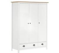 vidaXL Garde-robe à 3 portes Hill Blanc 127x50x170 cm Bois pin solide