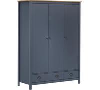 Garde-robe à 3 portes Hill Gris 127x50x170 cm Pin solide