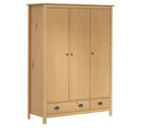 Garde-robe à 3 portes Hill - VIDAXL - Pin solide - Marron - 127x50x170 cm