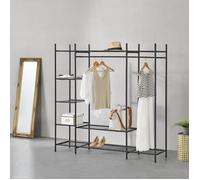 Garde-Robe avec Étagères 6 Surfaces de Stockage Acier Laqué 150 x 150 x 40 cm Noir