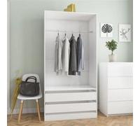 Garde-robe Blanc brillant 100x50x200 cm Aggloméré - VidaXL