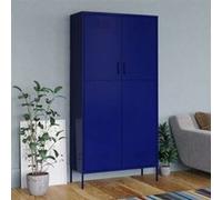 vidaXL Garde-robe Armoire à vêtements 90x50x180 cm Acier Bleu marine
