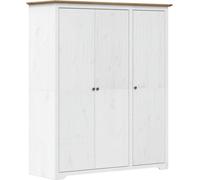 Garde-robe BODO blanc marron 146x53,5x173 cm bois massif de pin